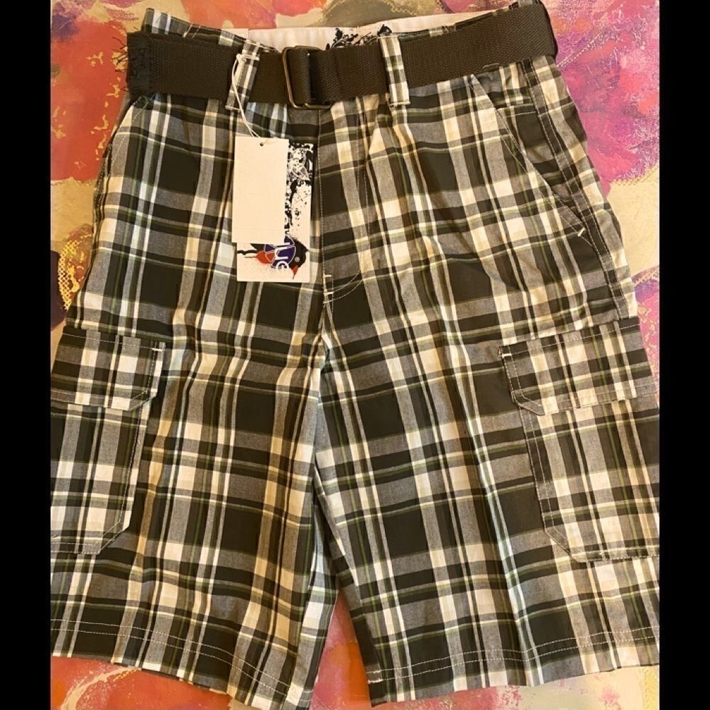 Pacific Blue Boys Plaid Fashion Shorts size14